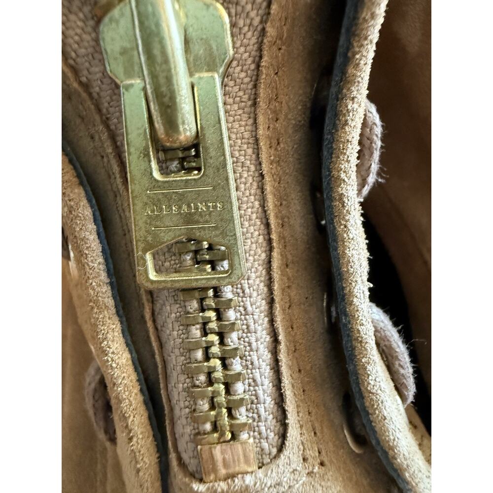 All Saints Ariel Brown Suede Zip Up Combat Boots Size 37 - Picture 3 of 15